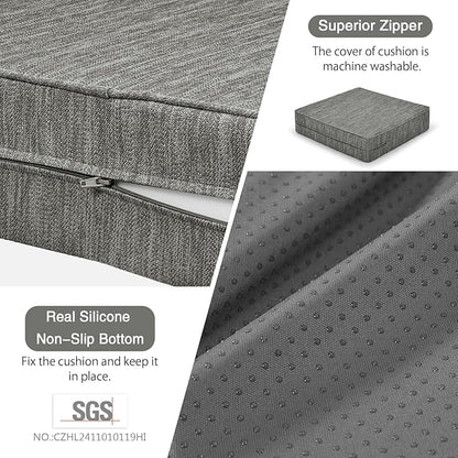 baibu Extra Large Dual-Layer Gel Memory Foam Recliner Cushions for Elderly, 20x20x5 Inch Thick Non-Slip Recliner Seat Cushion Suitable for Couch for Easy to Stand Up & Reduce Hip & Lumbar Pain, Grey