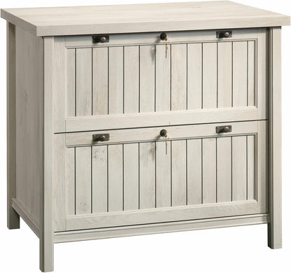 Sauder Costa 2 Drawer Lateral File Cabinet with Lock for Home Office, in Chalked Chestnut