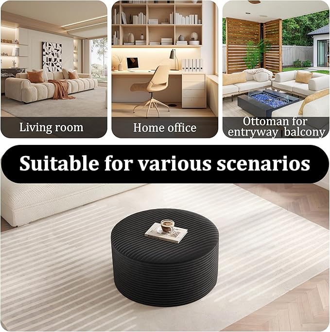 BSHOMGI Round Coffee Table Ottoman