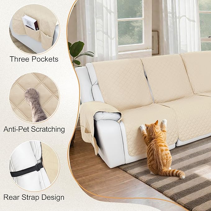 HDCAXKJ 100% Waterproof Reclining Sectional Couch Covers L Shape Recliner Sofa