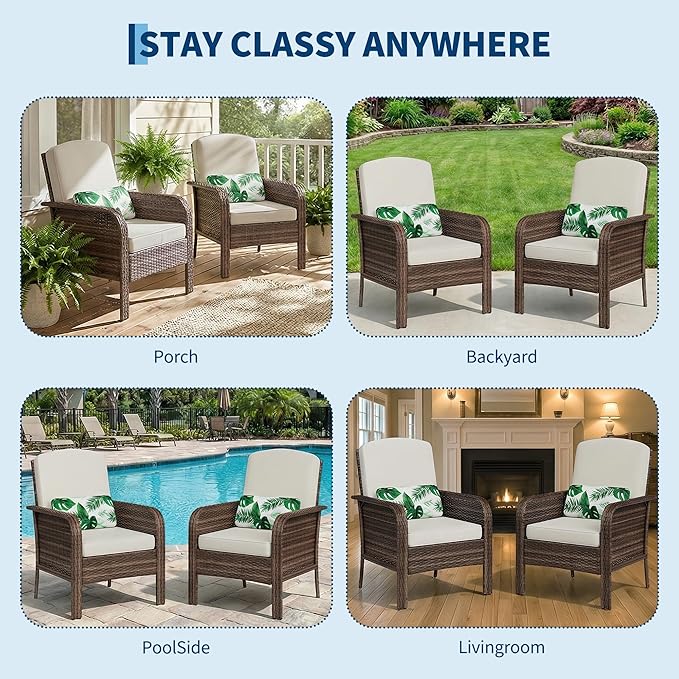 2-Piece Outdoor Patio Furniture Set, All-Weather Rattan Chairs