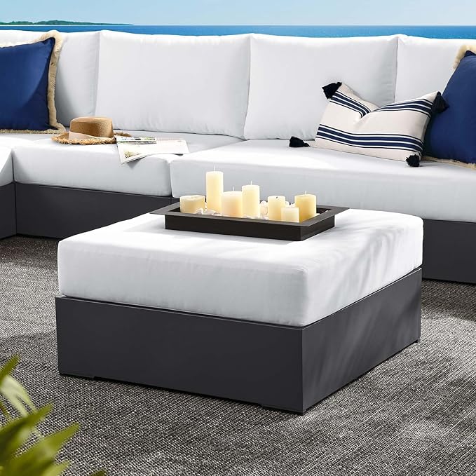 Modway Tahoe Aluminum Ottoman in Gray White