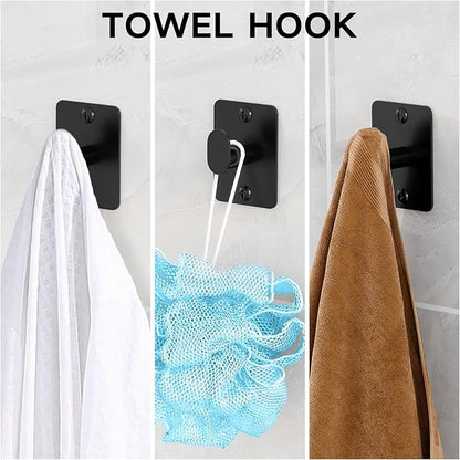 KLJKPA 10 Pieces Bathroom Accessories Set, Bathroom Hardware Set, 24 inch Towel Bar, Towel Racks for Bathroom, Robe Towel Hooks, Toilet Paper Holder Wall Mounted, Black