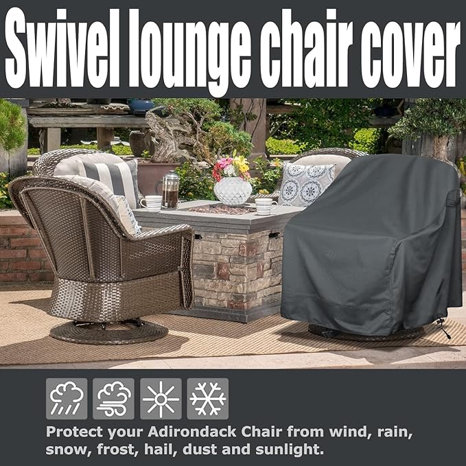 Outdoor Swivel Lounge Chair Cover 2 Pack, Waterproof Heavy Duty Outdoor Chair