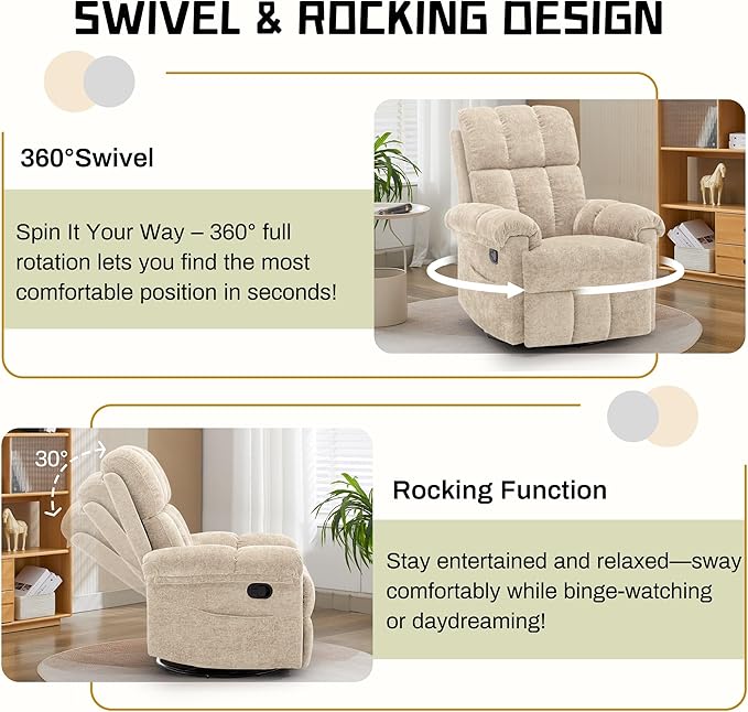 Korser Recliner Chair, Small Rocker Recliner Chair