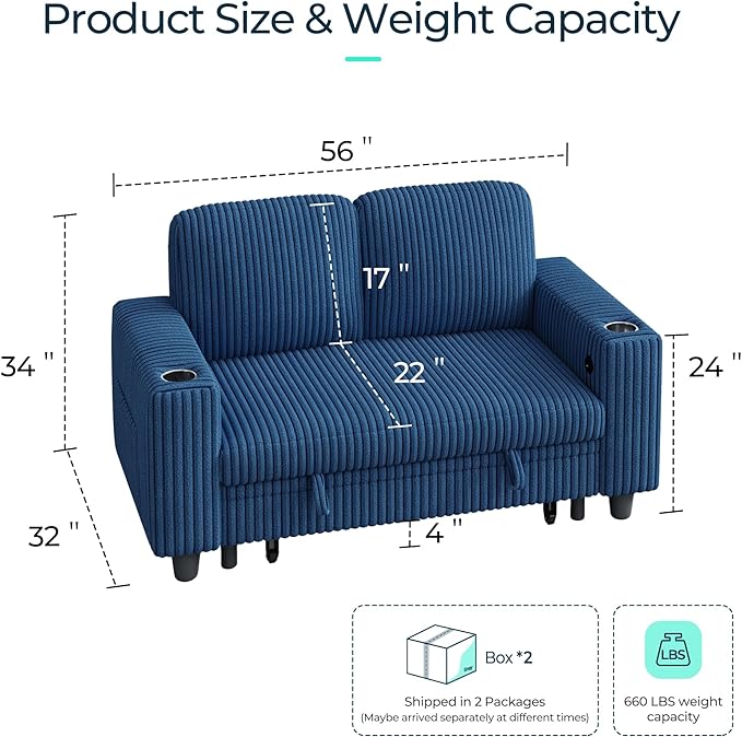 LINSY HOME Loveseat Sofa with Storage