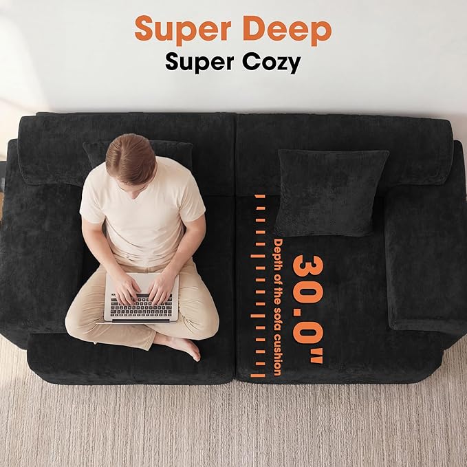 83.5" Boneless Loveseat Couch, Cloud Comfy Couches