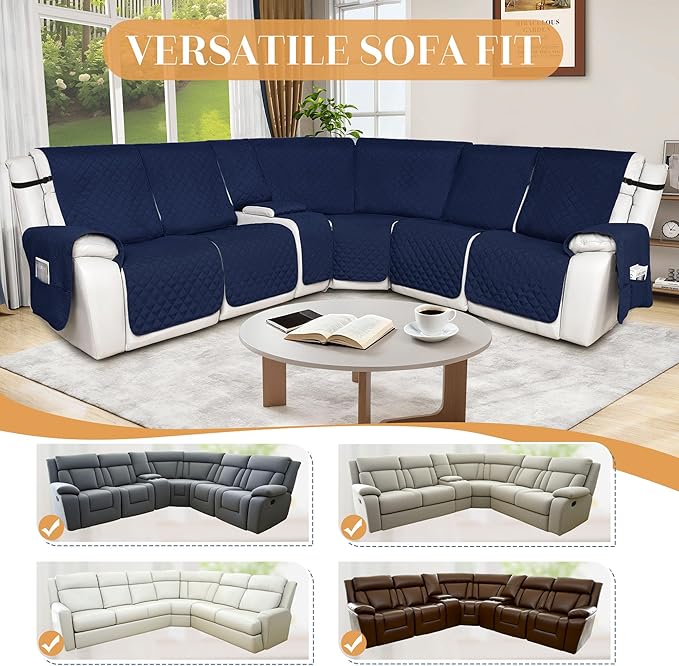 HDCAXKJ 100% Waterproof Reclining Sectional Couch Covers L Shape Recliner Sofa