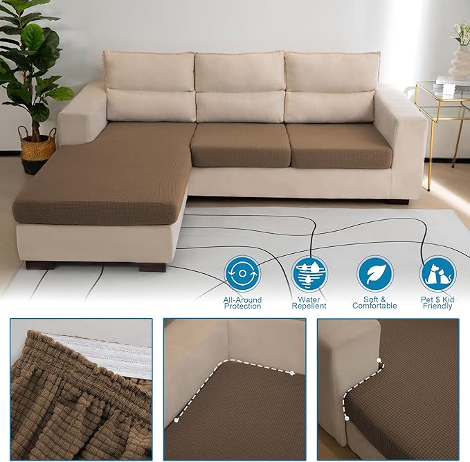 Water Repellent Couch Cushion Cover 3 Pieces Sofa Seat Cushion Covers, Stretch