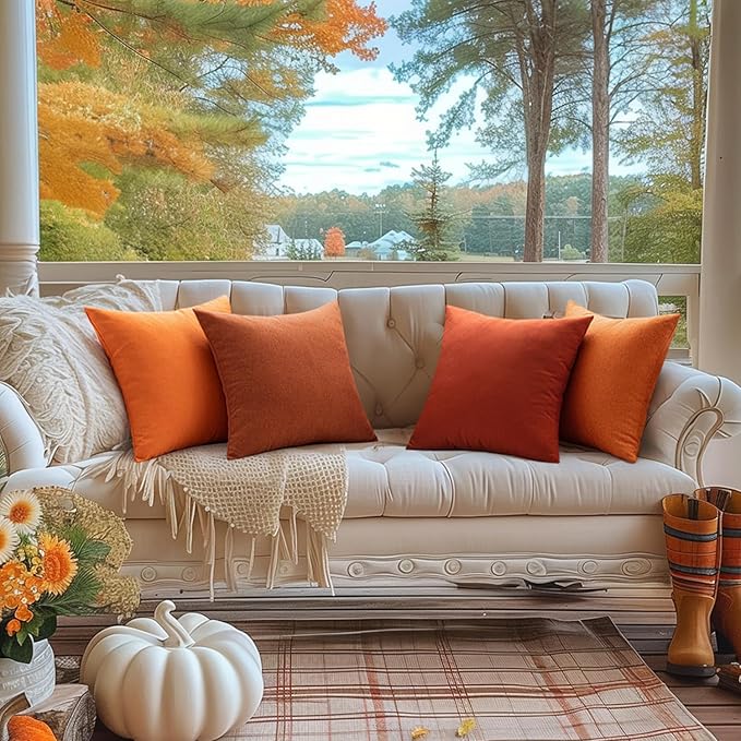 MIULEE Pack of 2 Decorative Outdoor Solid Waterproof Throw Pillow Covers Faux