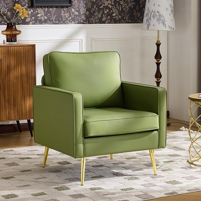 VINGLI Modern PU Leather Accent Chair, Single Sofa Chair