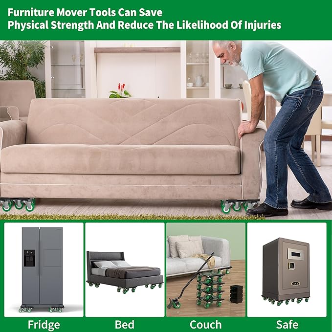 NEST EASY Upgraded Heavy Duty Furniture Dolly 360° Rotating 5 Wheels, Alloy