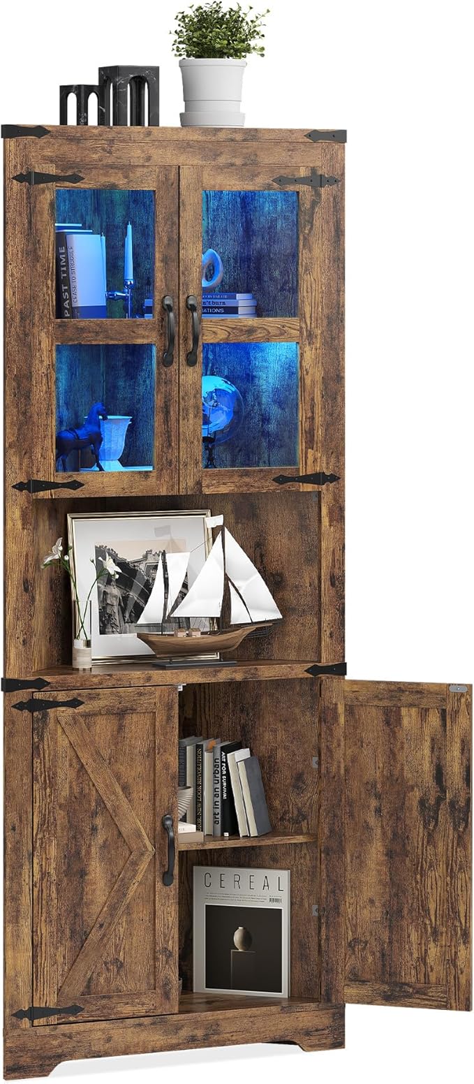 GarveeHome 67 in Tall Corner Storage Cabinet