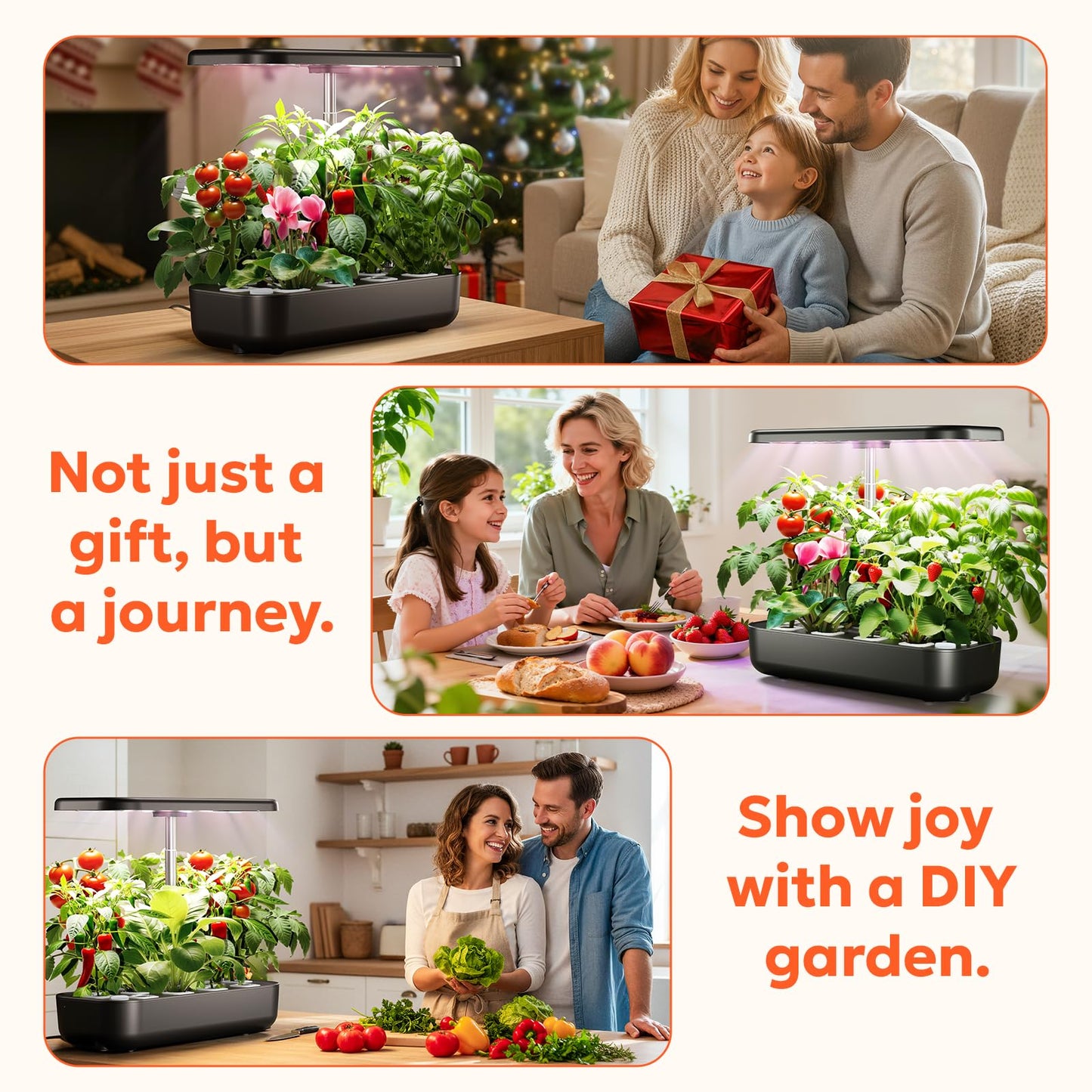owltron Hydroponics Growing System Kit, 12 Pods Indoor Herb Garden with 24W LED Grow Light Full Spectrum, Planting Height Up to 20", Quiet Water Pump, Indoor Gardening for Gifts, Kitchen, Black