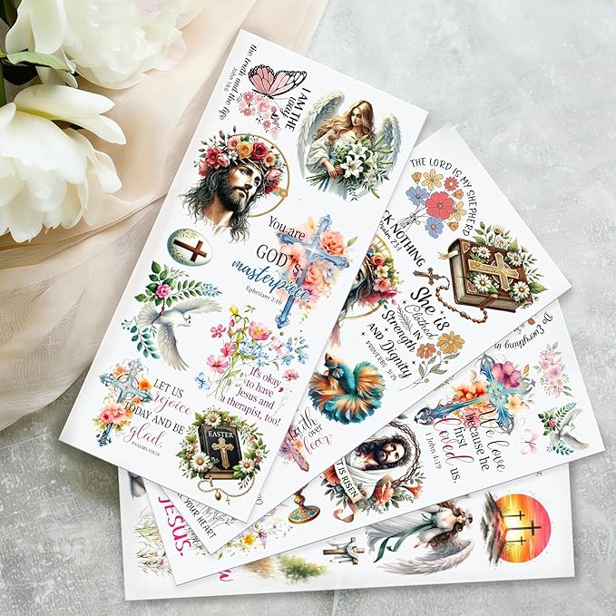 4 Sheets Rub on Transfers for Crafts, Bible Quotes Furniture Transfers for Wood