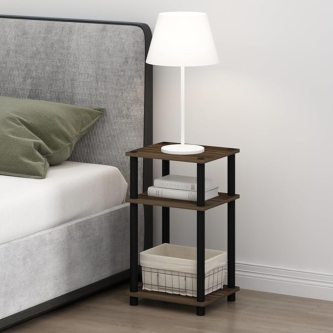 Furinno JUST Night Stand Set of 2, 3-Tier Turn-N-Tube Nightstand, Toolless