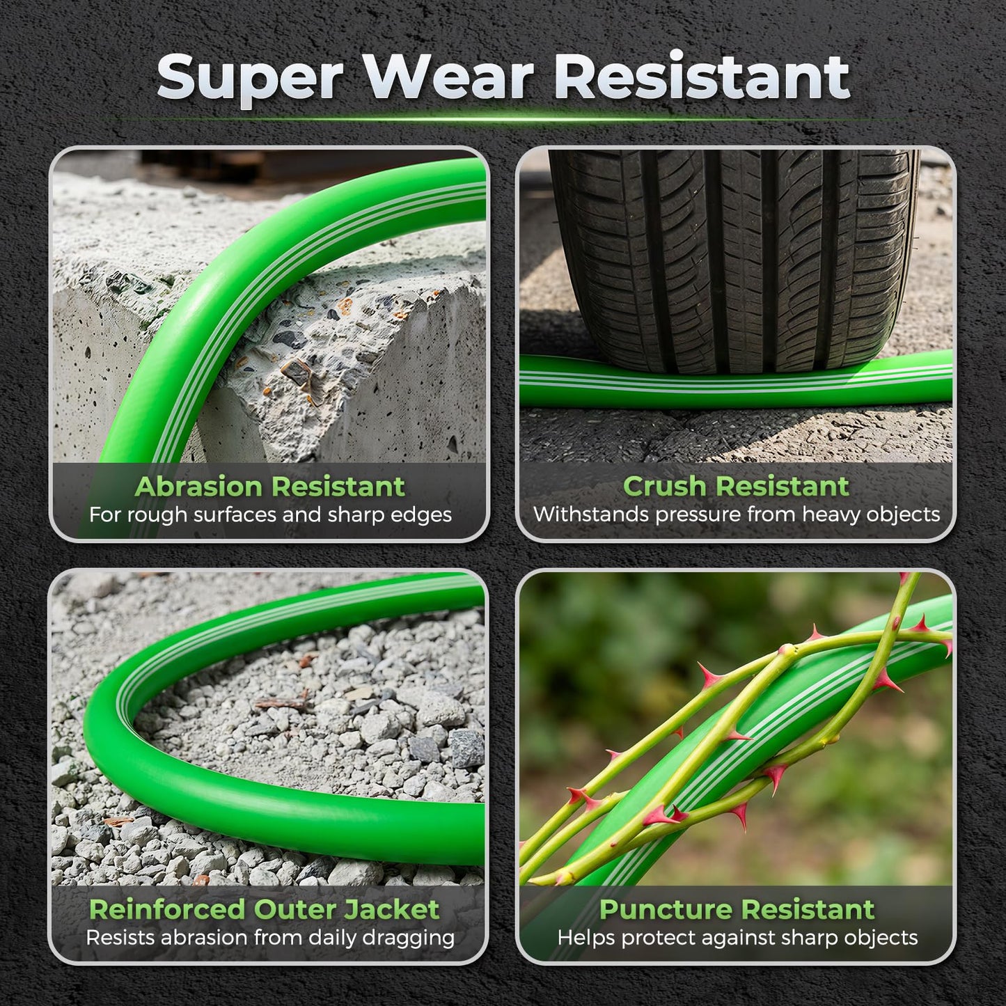 Garden Hose 100 Ft With 8-Pattern Spray Nozzle, 5/8" Lead-Free Flexible Water Hose With 3/4" Anodized Aircraft-Grade Aluminum Interface, Lightweight Kink-Resistant Water Pipe For Lawn, Yard, Outdoor