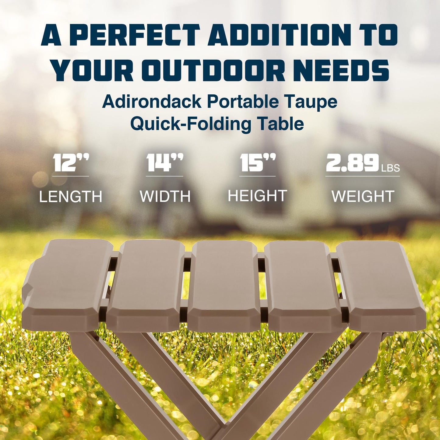 Camco 21045 Small Quick-Folding Adirondack Table, Plastic, Taupe