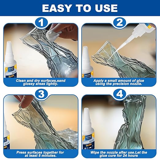 Glass Glue, 100g Ultra Strong Clear, Waterproof & Fast Super Glue, Curing
