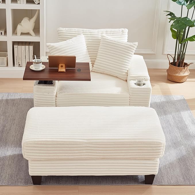 KEIKI Corduroy Storage Armrest Sofa, Single Versatile Seat