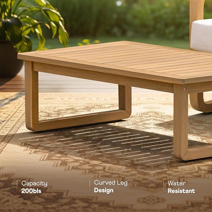 Idzo Ivy Loveseat with Coffee Table – Beige Fabric, 2-Seater Outdoor Sofa Set