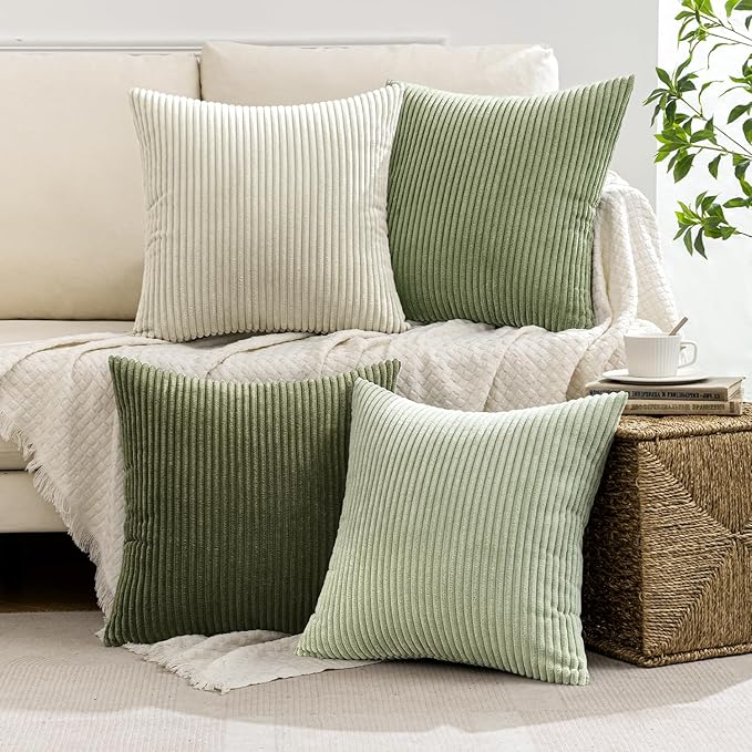 MIULEE Decorative Throw Pillow Covers Set of 4 Summer Light Green Gradient