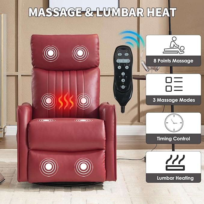 Trustyue Swivel Rocker Recliner Chair, 360° Swivel Recliner