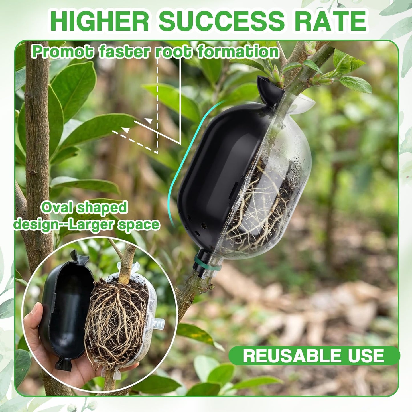 AceOrbit 20 Pack Air Layering Propagation Kit with Drain Holes - Half Transparent Tree Root Plant Growing Box with Metal Core Twist Ties Reusable High Pressure Grafting Ball for Fast Propagation Roots