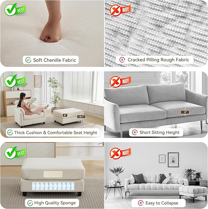 WUTUTUEE 57.5" Oversized Chaise Lounge