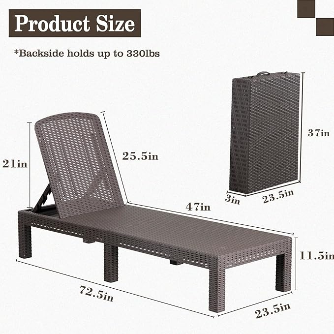 DIMAR GARDEN Outdoor Chaise Lounge, Pool Lounge Chair