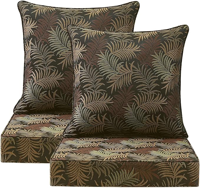 Outdoor Deep Seat & Back Cushion Set, 24 x 24 Inch Water Repellent and Fade