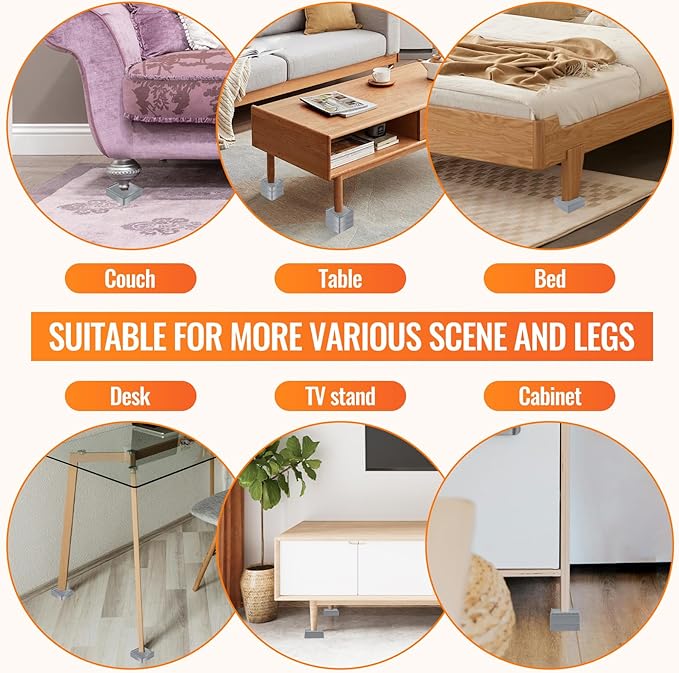 shouwuhho Furniture Risers, 4 Pack Bed Risers