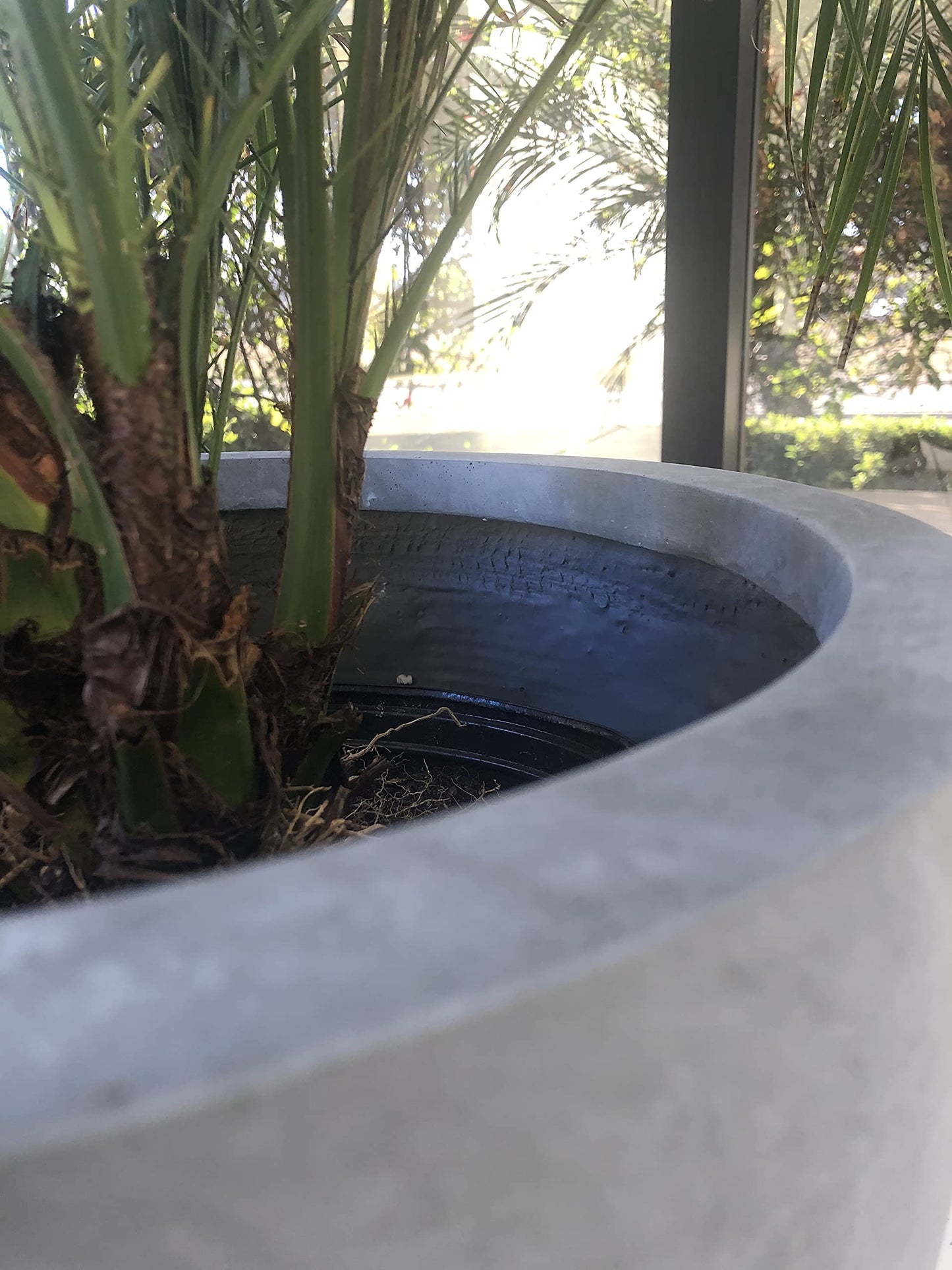 20", 16" and 12" W Round Slate Gray Concrete/Fiberglass Indoor Outdoor Elegant Bowl Planters (Set of 3)