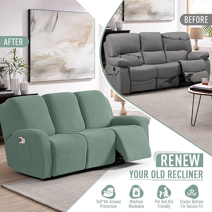 TAOCOCO Recliner Sofa Covers 8-Pieces Stretch Large Couch Covers