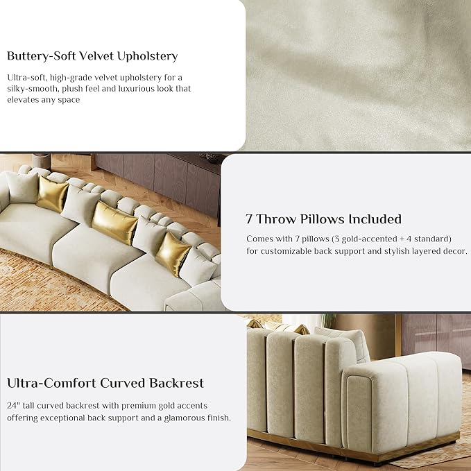 145" Oversized Velvet Chesterfield Sectional Couches