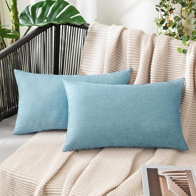 MIULEE Pack of 2 Decorative Outdoor Solid Waterproof Throw Pillow Covers Faux
