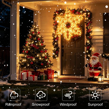 27" Christmas Big Snowflake Lights Mains Powered with Timer for Xmas Decor