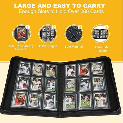 Toploader Binder,Toploader Hard Cases, 9-Pocket Pages Sleeves Hold up 288 Cards.Toploader Card Binder with Sleeves for “3×4” rigid，Card Holder(purple)