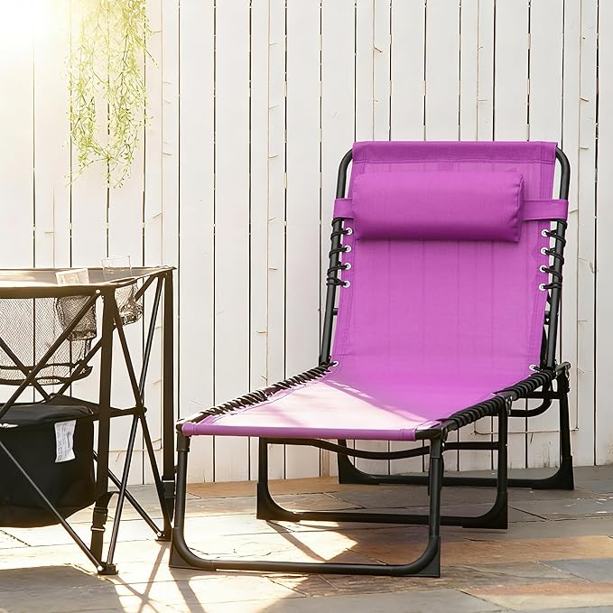 Outsunny Folding Chaise Lounge Chair, Patio Sun Tanning Chair, Outdoor Chaise