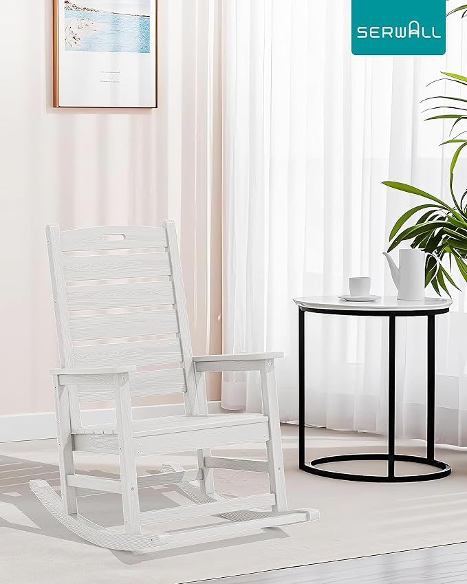 SERWALL HDPE Outdoor Rocking Chair, Oversized Rocking Chair