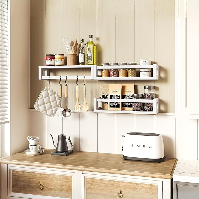 TidyCorner Upgraded Thick Floating Shelves, Solid Wood Bookshelf