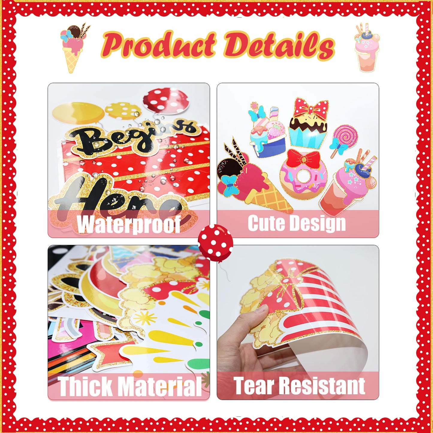 Magic Candy Bulletin Board Decorations Set with Borders Happiness Begins Here Cutouts Decor for Teachers Castle Bulletin Board for Class School Classroom Chalkboard Wall Decor