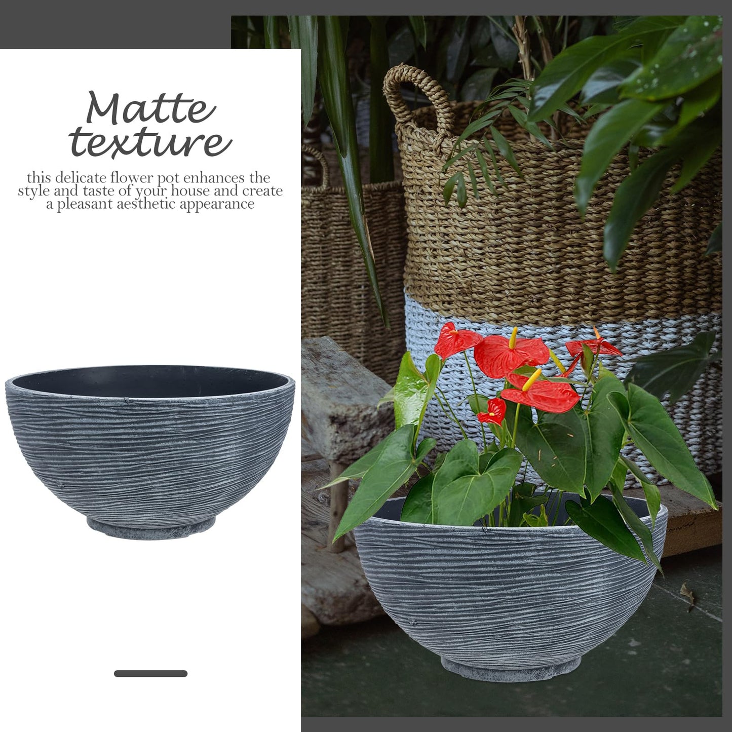 Floating Plant Pot Water Lily Water Planter Large Hydroponic Planter Garden Plant Bowl Flower Planting Container Decoration Accessories Grey Flower Pots