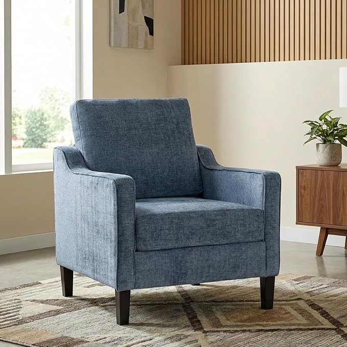 TLSUNNY Mid-Century Accent Chair, Modern Upholstered Chenille Armchair & Padded