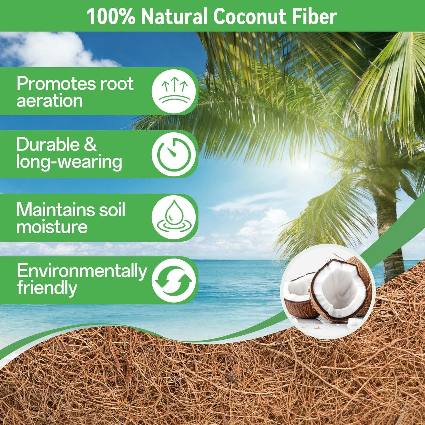 ZeeDix 24 Inch Trough Coconut Liners for Planters (4-Pack) - 100% Natural Coconut Coir Fiber Planter Liners Replacement for Window Boxes, Wall Baskets, Deck Flower Boxes, Garden Railing Fence Troughs