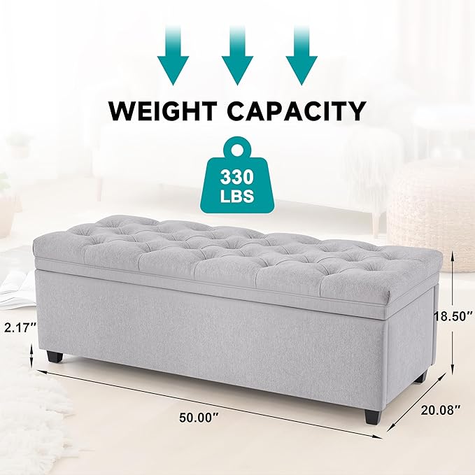 Mangodan 50" Storage Ottoman Bench, Tufted Ottoman
