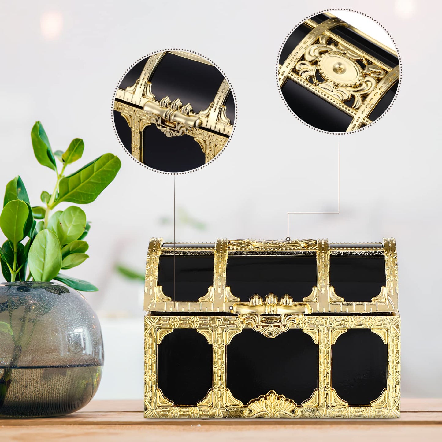 Veemoon 12 Pack Pirate Chest Storage Boxes Plastic Mini Treasure Chests 2.95X2.12X1.96In Waterproof Decorative Pirate Sugar Box for Party Favors Cake Decorations and Kids Pretend Play