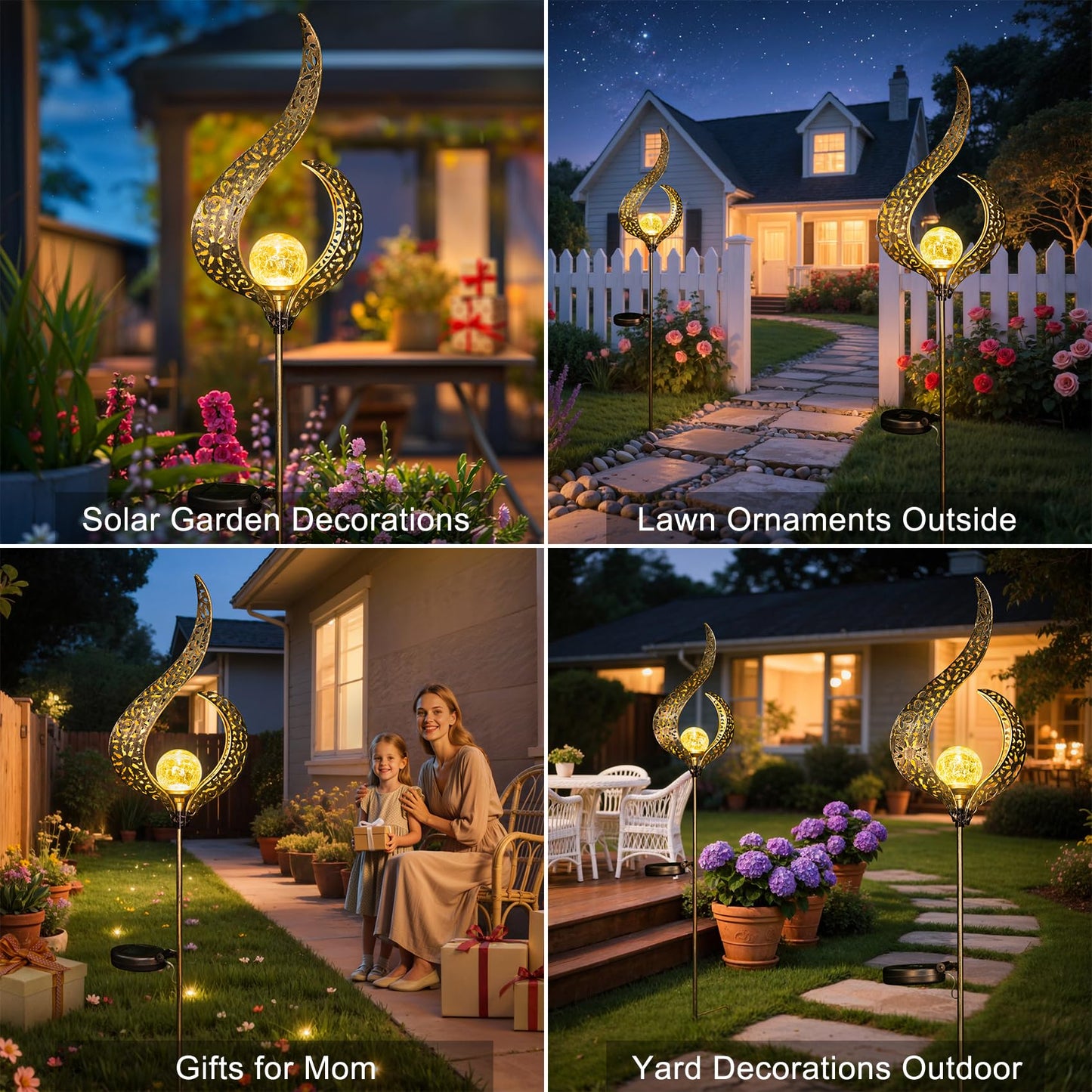 HOMEIMPRO Outdoor Solar Garden Lights Waterproof, Gifts for Mom Dad, Yard Art, Pathway, Lawn Ornaments, Outdoor Decor,Birthday Gifts for Wife Women (Bronze,2Pack)