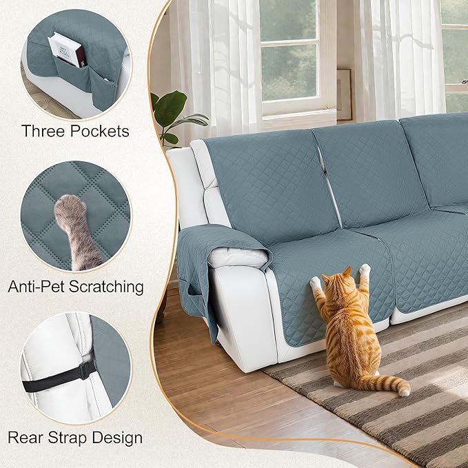 HDCAXKJ 100% Waterproof Reclining Sectional Couch Covers L Shape Recliner Sofa