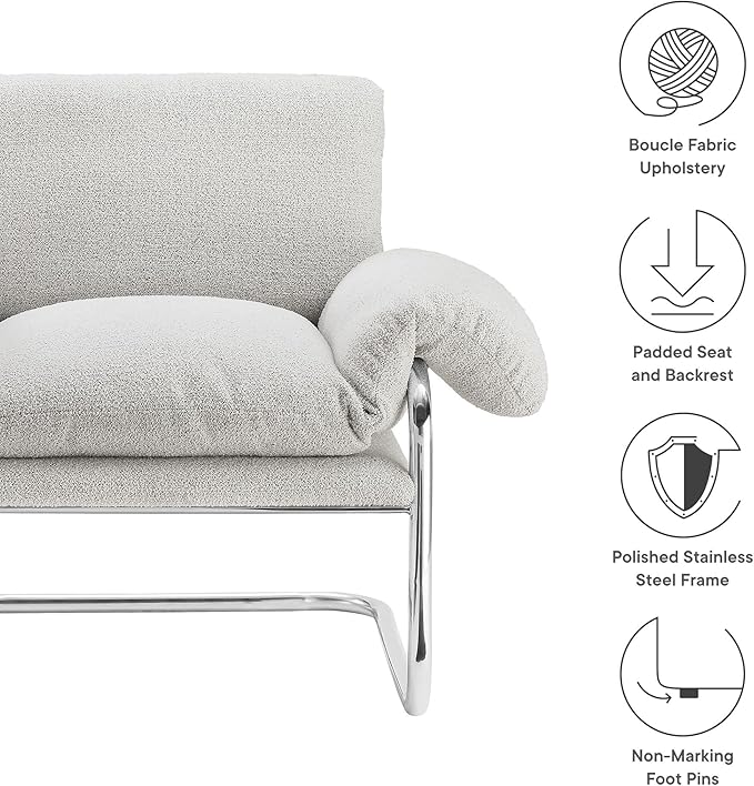 Modway Ansel Boucle Accent Chair in Newsprint